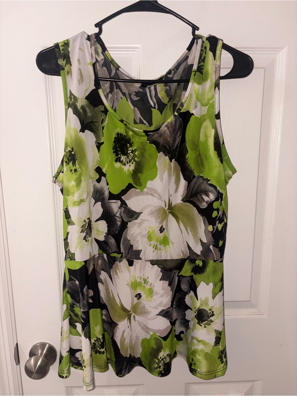 VENUS Lime Green Black White Floral Tank Top